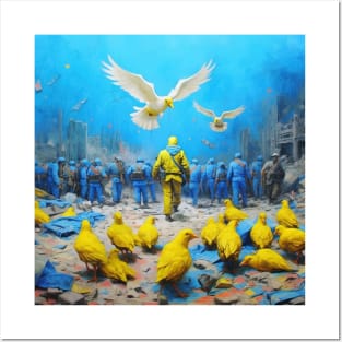 FREEDOM FOR UKRAINE - soldier son a battlefield, illustration, painting style Posters and Art